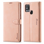 Forwenw F1 Series Matte Strong Magnetism Horizontal Flip Leather Case with Holder & Card Slots & Wallet & Photo Frame, For Samsung Galaxy A21s, For Samsung Galaxy Note 9, For Samsung Galaxy Note 10, For Samsung Galaxy Note 10+, For Samsung Galaxy Note2... For Samsung Galaxy A21s Rose Gold