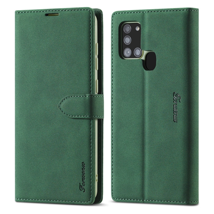 Forwenw F1 Series Matte Strong Magnetism Horizontal Flip Leather Case with Holder & Card Slots & Wallet & Photo Frame – Card Slot, Flip, Leather, For Samsung Galaxy A21s, For Samsung Galaxy Note 9, For Samsung Galaxy Note 10, For Samsung Galaxy Note 10+ For Samsung Galaxy A21s Green
