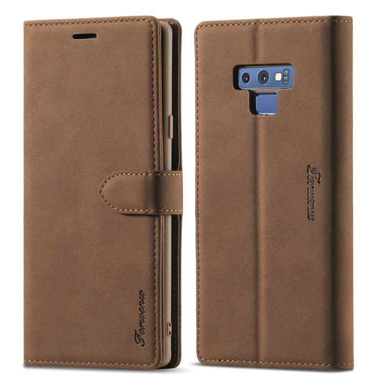 Forwenw F1 Series Matte Strong Magnetism Horizontal Flip Leather Case with Holder & Card Slots & Wallet & Photo Frame – Card Slot, Flip, Leather, For Samsung Galaxy A21s, For Samsung Galaxy Note 9, For Samsung Galaxy Note 10, For Samsung Galaxy Note 10+ For Samsung Galaxy Note 9 Brown