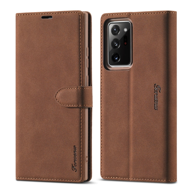 Forwenw F1 Series Matte Strong Magnetism Horizontal Flip Leather Case with Holder & Card Slots & Wallet & Photo Frame – Card Slot, Flip, Leather, For Samsung Galaxy A21s, For Samsung Galaxy Note 9, For Samsung Galaxy Note 10, For Samsung Galaxy Note 10+ For Samsung Galaxy Note20 Ultra Brown
