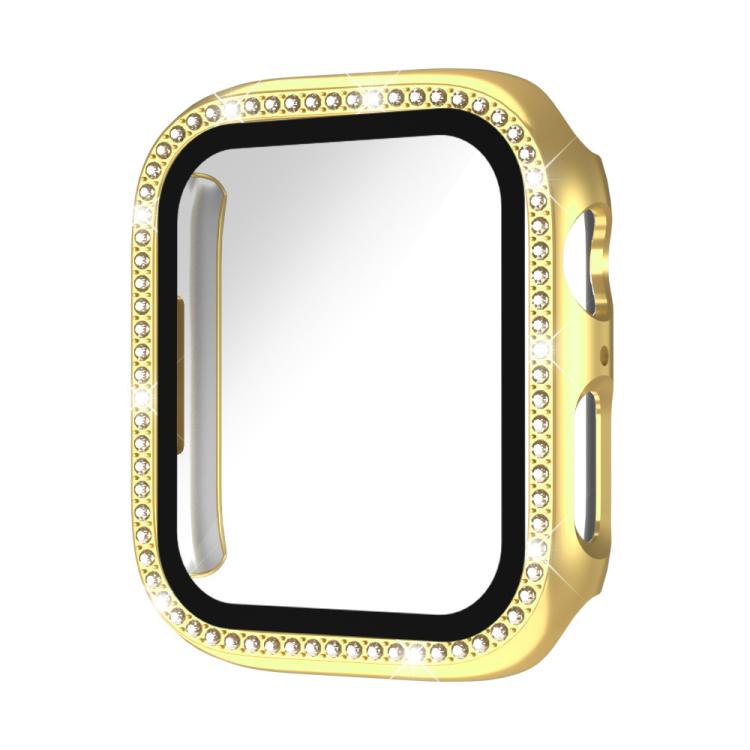 Single Row Diamond Tempered Glass Film Integrated PC Watch Case – Wear-resistant, Tempered Glass, For Apple Watch Series 11 46mm / 10 46mm, For Apple Watch Series 11 42mm / 10 42mm