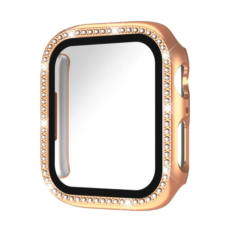 Single Row Diamond Tempered Glass Film Integrated PC Watch Case – Wear-resistant, Tempered Glass, For Apple Watch Series 11 46mm / 10 46mm, For Apple Watch Series 11 42mm / 10 42mm