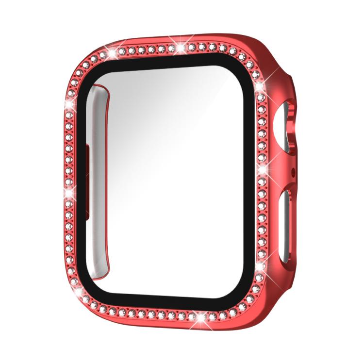 Single Row Diamond Tempered Glass Film Integrated PC Watch Case – Wear-resistant, Tempered Glass, For Apple Watch Series 11 46mm / 10 46mm, For Apple Watch Series 11 42mm / 10 42mm