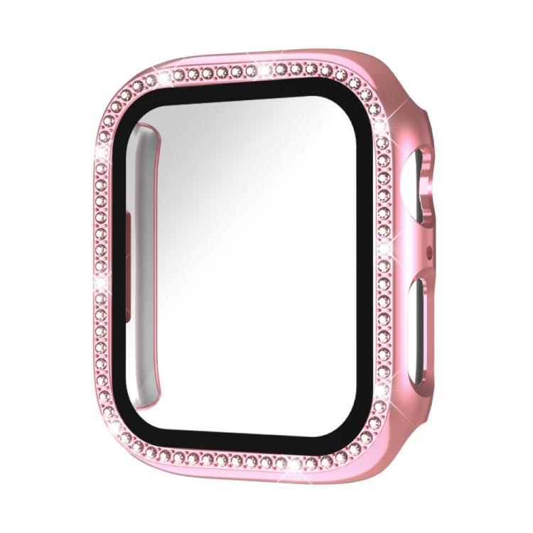 Single Row Diamond Tempered Glass Film Integrated PC Watch Case – Wear-resistant, Tempered Glass, For Apple Watch Series 3 / 2 / 1 42mm