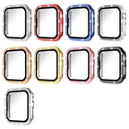 Single Row Diamond Tempered Glass Film Integrated PC Watch Case – Wear-resistant, Tempered Glass, For Apple Watch Ultra 3 / 2 / 1 49mm, For Apple Watch Series 9 / 8 / 7 45mm