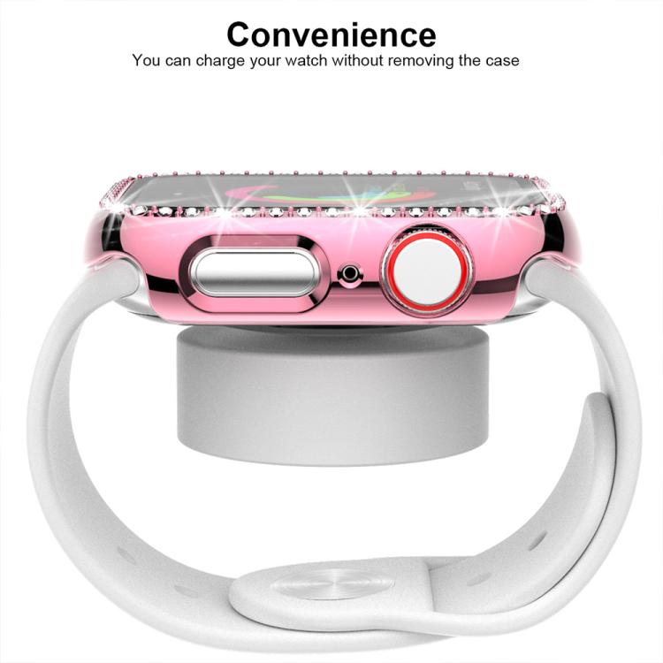Single Row Diamond Tempered Glass Film Integrated PC Watch Case – Wear-resistant, Tempered Glass, For Apple Watch Series 11 46mm / 10 46mm, For Apple Watch Series 11 42mm / 10 42mm
