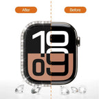 Single Row Diamond Tempered Glass Film Integrated PC Watch Case – Wear-resistant, Tempered Glass, For Apple Watch Series 11 46mm / 10 46mm, For Apple Watch Series 11 42mm / 10 42mm