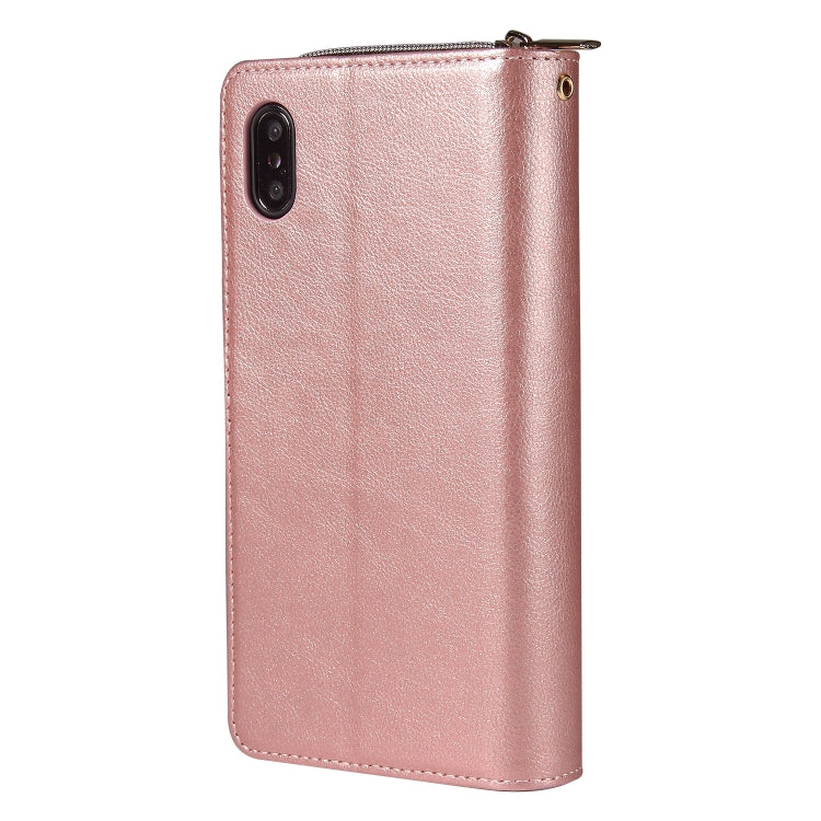Zipper Wallet Bag Horizontal Flip PU Leather Case with Holder & 9 Card Slots & Wallet & Lanyard & Photo Frame, For iPhone XR, For iPhone XS Max