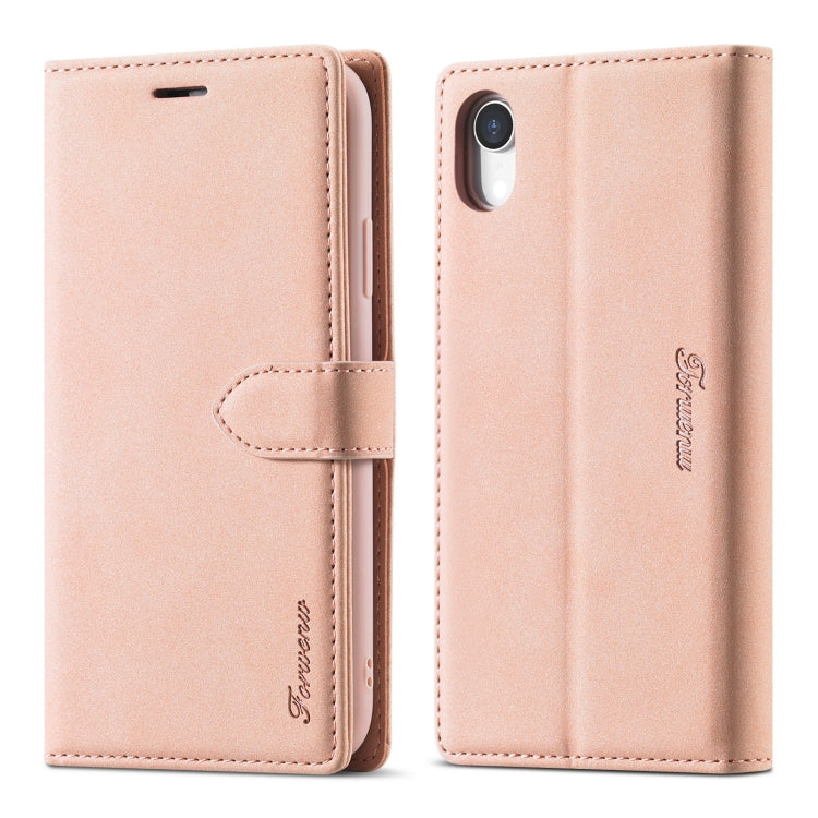 Forwenw F1 Series Matte Strong Magnetism Horizontal Flip Leather Case with Holder & Card Slots & Wallet & Photo Frame, For iPhone XR For iPhone XR Rose Gold