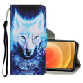 Coloured Drawing Pattern Horizontal Flip PU Leather Case with Holder & Card Slots & Wallet & Lanyard, For iPhone 12 mini For iPhone 12 mini Rose Wolf