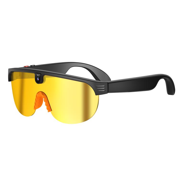 AIMB-G5 8MP Outdoor Cycling Smart AI Sports Glasses Gradient Yellow Lenses Black Frame