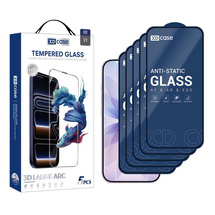 XDcase 5pcs / Pack Silk Screen Printed HD Tempered Glass Film, For iPhone 17e / 16e, For iPhone 17 Pro Max, For iPhone 17 Pro, For iPhone 17, For iPhone Air, For iPhone 16 Pro Max, For iPhone 16 Pro, For iPhone 16 Plus, For iPhone 16                   ... For iPhone 17