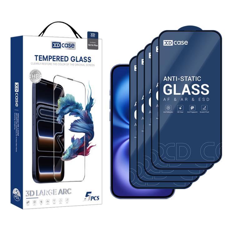 XDcase 5pcs / Pack Silk Screen Printed HD Tempered Glass Film, For iPhone 17e / 16e, For iPhone 17 Pro Max, For iPhone 17 Pro, For iPhone 17, For iPhone Air, For iPhone 16 Pro Max, For iPhone 16 Pro, For iPhone 16 Plus, For iPhone 16                   ... For iPhone 16