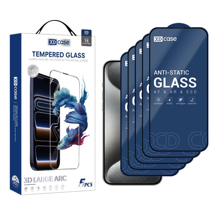 XDcase 5pcs / Pack Silk Screen Printed HD Tempered Glass Film, For iPhone 17e / 16e, For iPhone 17 Pro Max, For iPhone 17 Pro, For iPhone 17, For iPhone Air, For iPhone 16 Pro Max, For iPhone 16 Pro, For iPhone 16 Plus, For iPhone 16                   ... For iPhone 15 Pro Max