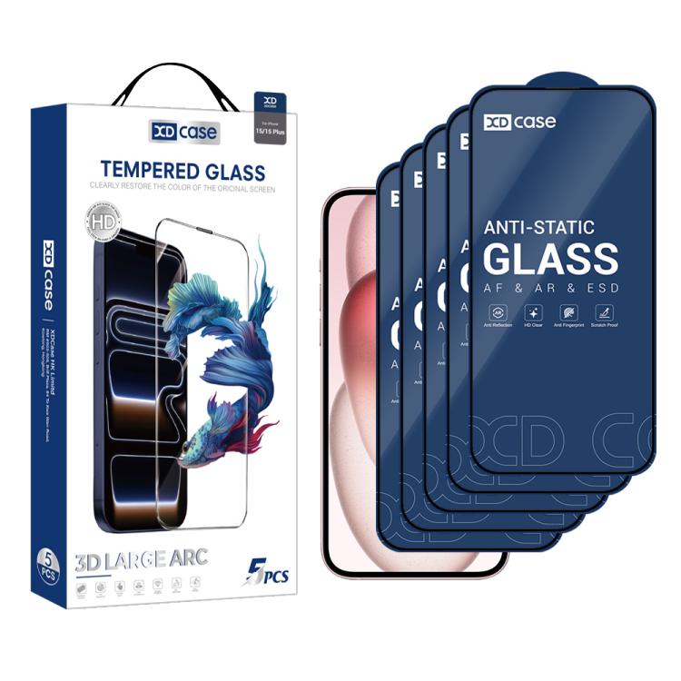 XDcase 5pcs / Pack Silk Screen Printed HD Tempered Glass Film, For iPhone 17e / 16e, For iPhone 17 Pro Max, For iPhone 17 Pro, For iPhone 17, For iPhone Air, For iPhone 16 Pro Max, For iPhone 16 Pro, For iPhone 16 Plus, For iPhone 16                   ... For iPhone 15 Plus