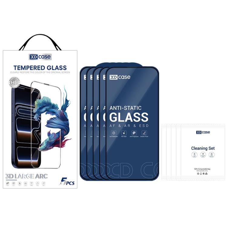 XDcase 5pcs / Pack Silk Screen Printed HD Tempered Glass Film, For iPhone 17e / 16e, For iPhone 17 Pro Max, For iPhone 17 Pro, For iPhone 17, For iPhone Air, For iPhone 16 Pro Max, For iPhone 16 Pro, For iPhone 16 Plus, For iPhone 16                   ...