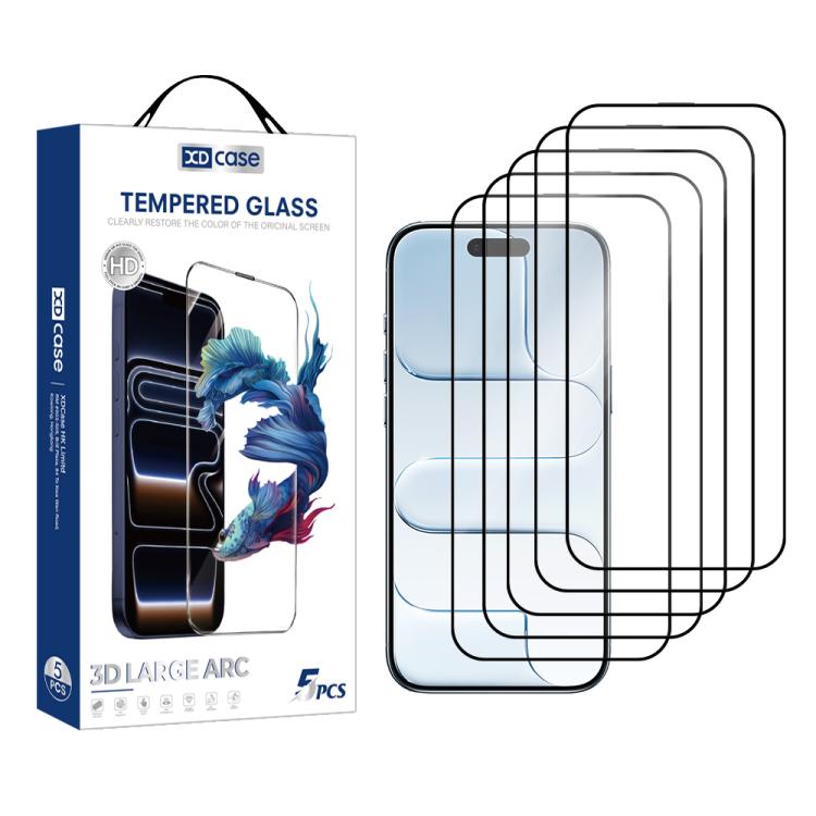 XDcase 5pcs / Pack Silk Screen Printed HD Tempered Glass Film, For iPhone 17e / 16e, For iPhone 17 Pro Max, For iPhone 17 Pro, For iPhone 17, For iPhone Air, For iPhone 16 Pro Max, For iPhone 16 Pro, For iPhone 16 Plus, For iPhone 16                   ... For iPhone Air