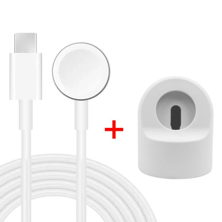 xDfind For Apple Watch Smart Watch Silicone Charging Holder and Type-C Charger Set, Silicone+Type-C (White), Silicone+Type-C (Black) Silicone+Type-C (White) White