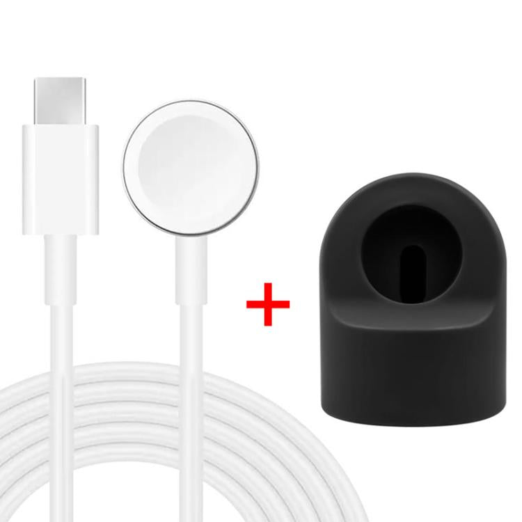 xDfind For Apple Watch Smart Watch Silicone Charging Holder and Type-C Charger Set, Silicone+Type-C (White), Silicone+Type-C (Black) Silicone+Type-C (Black) Black