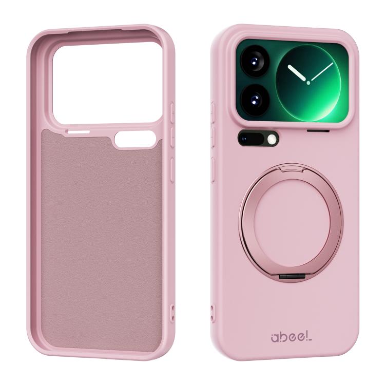 ABEEL Skin-friendly Feel Magnetic Liquid Silicone Phone Case with Holder – Magnetic, For Xiaomi 17T Pro 5G, For Xiaomi 17T 5G, For Xiaomi 17 Ultra, For Xiaomi 17 Pro Max For Xiaomi 17 Pro Max Pink