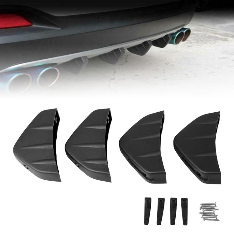 4 PCS Car General Shark Fin Rear Spoiler Bumper Chassis Decoration, Black Black