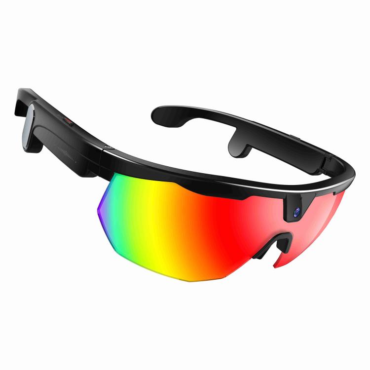 W640 8MP Cycling Smart AI Sports Glasses, Six-axis Image Stabilization, Wi-Fi, Touch Control, Dual Mic Noise Reduction, AI Translation Colorful Lenses Black Frame