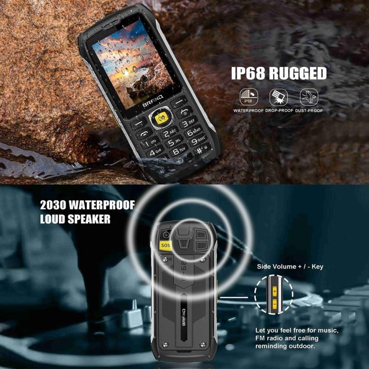 HP289 4G IP68 Rugged Phone, 2.8 inch, 4500mAh Battery, Network: 4G, BT, FM, SOS, Torch, EU Plug, US Plug, UK Plug, AU Plug – Shockproof, Waterproof, TPU