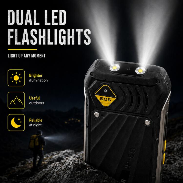 HP336 4G IP68 Rugged Phone, 3.5 inch, 4500mAh Battery, Network: 4G, BT, FM, SOS, Torch, EU Plug, US Plug, UK Plug – Shockproof, Waterproof, TPU