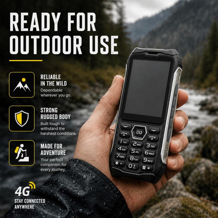HP336 4G IP68 Rugged Phone, 3.5 inch, 4500mAh Battery, Network: 4G, BT, FM, SOS, Torch, EU Plug, US Plug, UK Plug – Shockproof, Waterproof, TPU