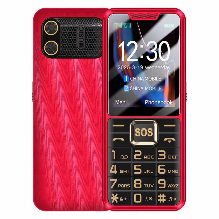 YEEMI K3+ 4G Keypad Phone, 2.4 inch, LED Flashlight, Big Keyboard Big Fonts, SOS, Network: 4G, Dual SIM Red