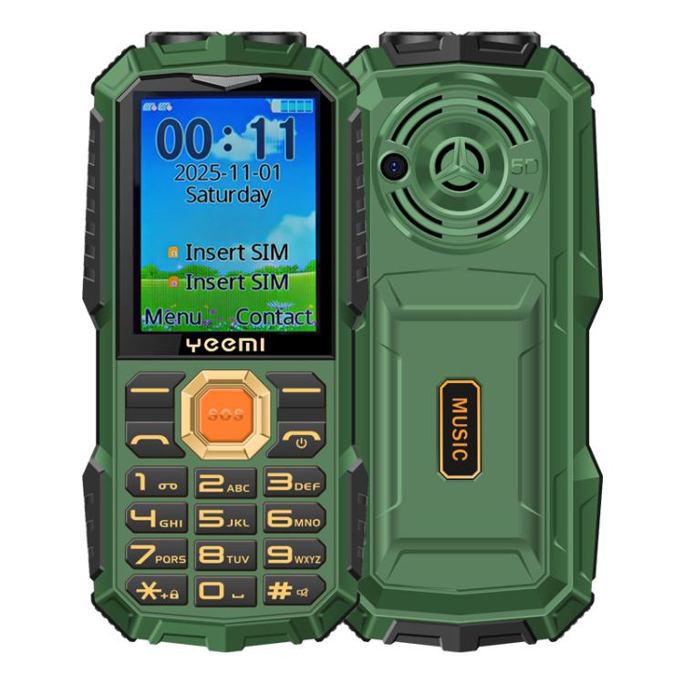 YEEMI Q5 4G Elder Rugged Phone, 16800mAh Battery, 2.4 inch, 21 Keys, Network: 4G, LED Flashlight, Dual SIM Green