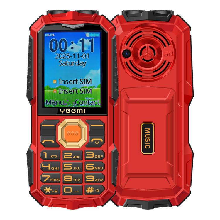 YEEMI Q5 4G Elder Rugged Phone, 16800mAh Battery, 2.4 inch, 21 Keys, Network: 4G, LED Flashlight, Dual SIM Red