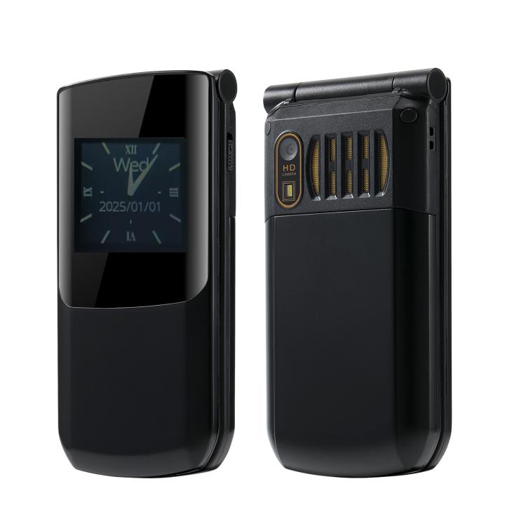 S7 4G Flip Keypad Phone, 2.4 inch + 1.44 inch, 4800mAh Battery, LED Flashlight, SOS, Network: 4G, Dual SIM Black