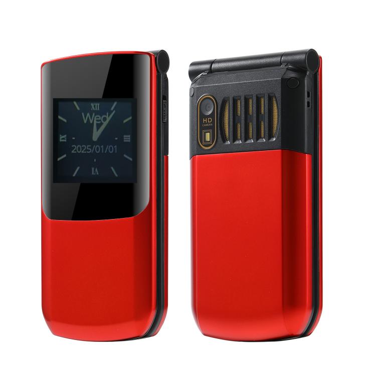 S7 4G Flip Keypad Phone, 2.4 inch + 1.44 inch, 4800mAh Battery, LED Flashlight, SOS, Network: 4G, Dual SIM – Card Slot, Flip, TPU Red