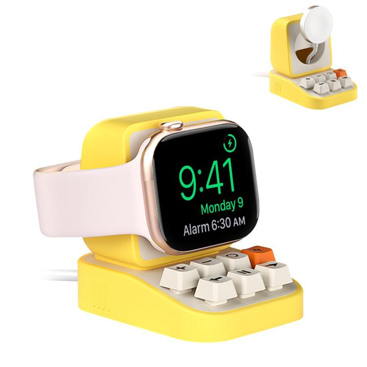For Apple Watch Typewriter Design Smart Watch Charging Stand Yellow