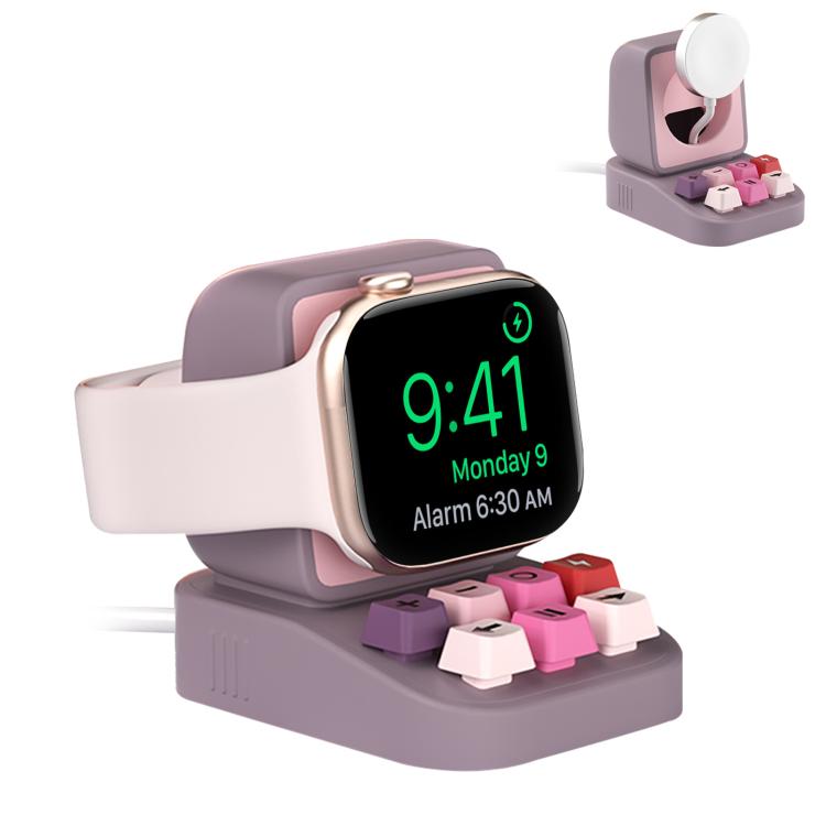 For Apple Watch Typewriter Design Smart Watch Charging Stand Purple