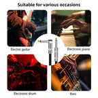 6.35mm Plug Straight to Elbow Electric Guitar Audio Cable, 3m, 5m, 10m – Wear-resistant
