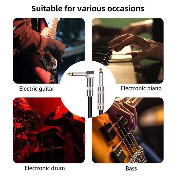 6.35mm Plug Straight to Elbow Electric Guitar Audio Cable, 3m, 5m, 10m – Wear-resistant