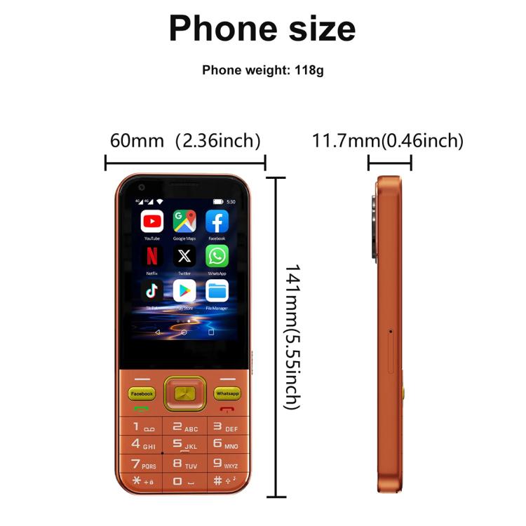 A001 / 16MP, 2GB+16GB, 2.8 inch Android 8.1 MTK6737 Quad Core, Network: 4G, Dual SIM – Durable Build, Easy to Use
