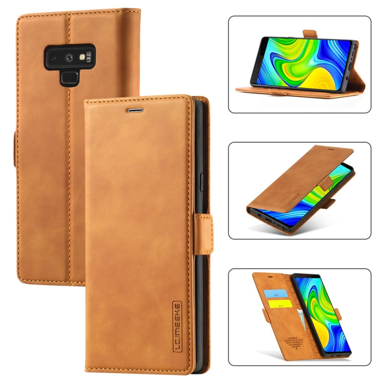 LC.IMEEK Strong Magnetism Ultra-thin Horizontal Flip Shockproof Matte TPU + PU Leather Case with Holder & Card Slots & Wallet, For Samsung Galaxy Note9 For Samsung Galaxy Note9 Brown