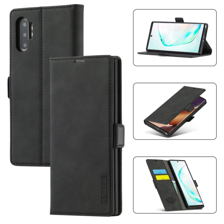 LC.IMEEK Strong Magnetism Ultra-thin Horizontal Flip Shockproof Matte TPU + PU Leather Case with Holder & Card Slots & Wallet, For Samsung Galaxy Note10+, For Samsung Galaxy Note10, For Samsung Galaxy Note20 Ultra, For Samsung Galaxy Note20 For Samsung Galaxy Note10+ Black