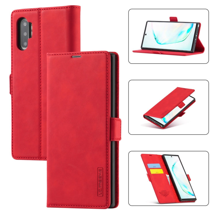 LC.IMEEK Strong Magnetism Ultra-thin Horizontal Flip Shockproof Matte TPU + PU Leather Case with Holder & Card Slots & Wallet – Shockproof, Card Slot, Flip, For Samsung Galaxy Note10+, For Samsung Galaxy Note10, For Samsung Galaxy Note20 Ultra For Samsung Galaxy Note10 Red