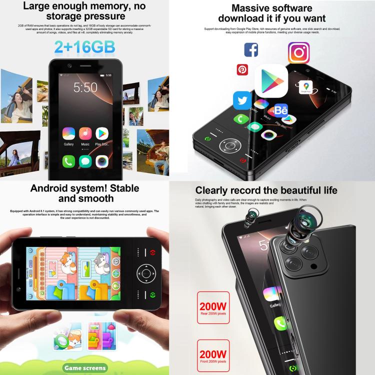 S160 Slide Phone, 2GB+16GB, 3.0 inch Android 8.1 MTK6737 Quad Core, Network: 4G, Dual SIM – Durable Build, Easy to Use