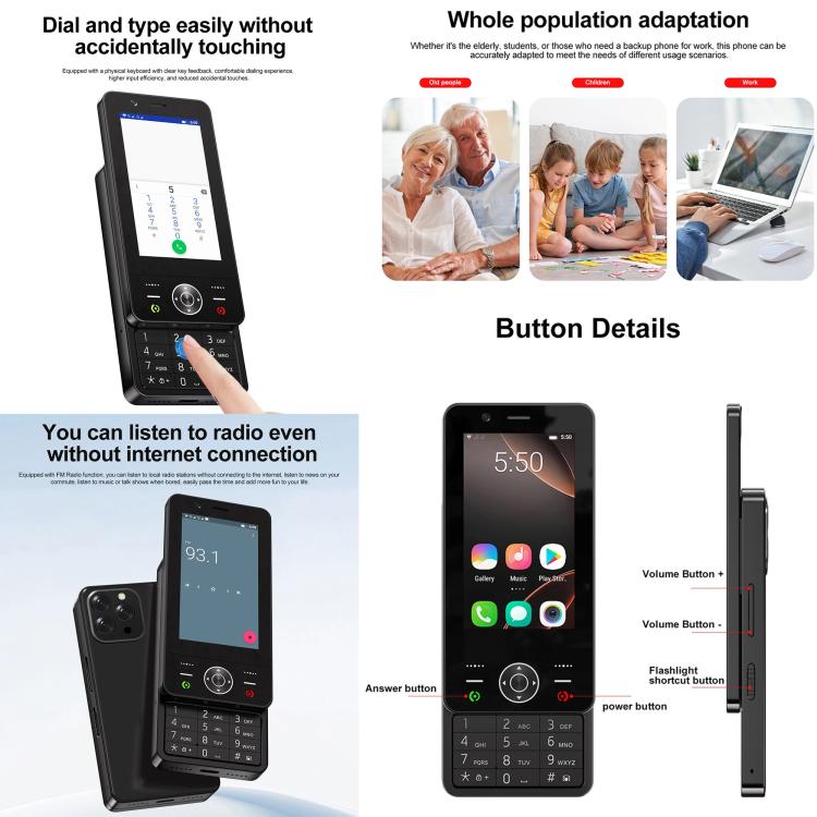 S160 Slide Phone, 2GB+16GB, 3.0 inch Android 8.1 MTK6737 Quad Core, Network: 4G, Dual SIM – Durable Build, Easy to Use