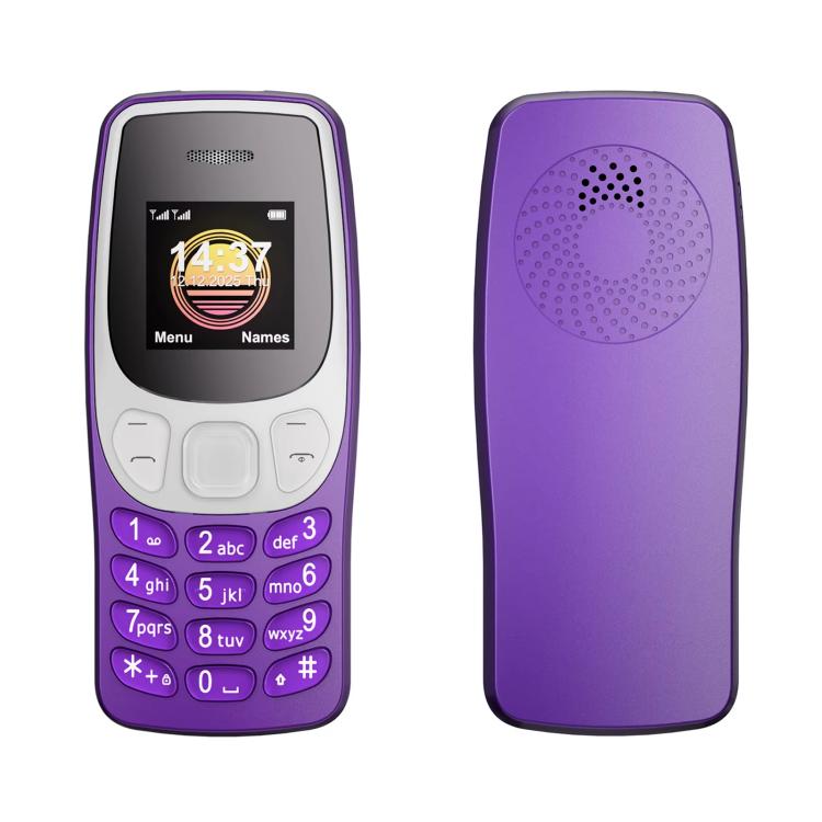 BM80 2G Mini Mobile Phone, 0.85 inch Hands Free Bluetooth Dialer Headphone, Voice Change, MP3 Music, Dual SIM, Network: 2G – Bluetooth Purple