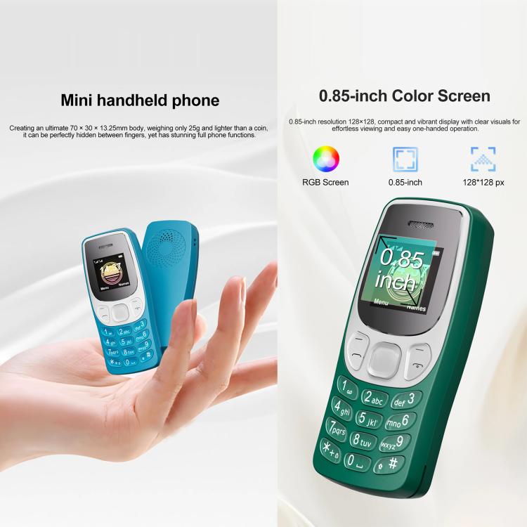 BM80 2G Mini Mobile Phone, 0.85 inch Hands Free Bluetooth Dialer Headphone, Voice Change, MP3 Music, Dual SIM, Network: 2G – Bluetooth