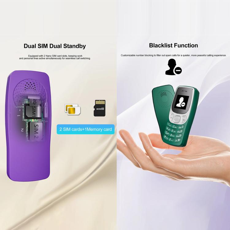 BM80 2G Mini Mobile Phone, 0.85 inch Hands Free Bluetooth Dialer Headphone, Voice Change, MP3 Music, Dual SIM, Network: 2G – Bluetooth