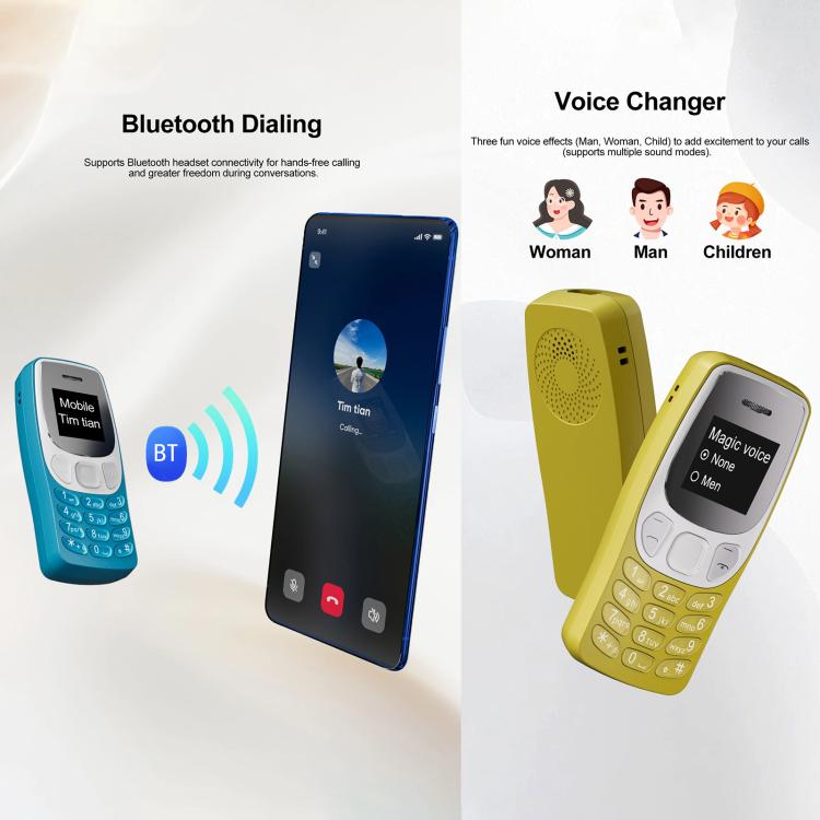 BM80 2G Mini Mobile Phone, 0.85 inch Hands Free Bluetooth Dialer Headphone, Voice Change, MP3 Music, Dual SIM, Network: 2G – Bluetooth