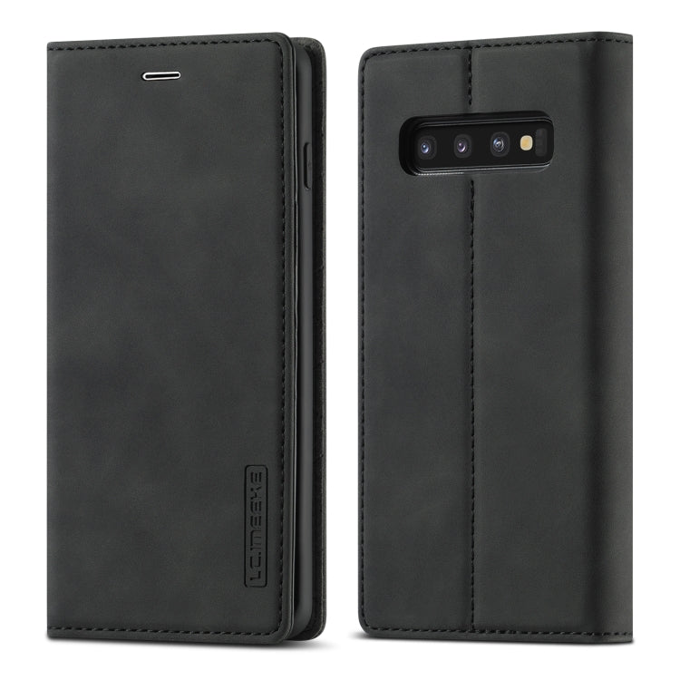 LC.IMEEKE Strong Magnetism Ultra-thin Horizontal Flip Shockproof Matte TPU + PU Leather Case with Holder & Card Slots & Wallet, For Samsung Galaxy S10, For Samsung Galaxy S10+ For Samsung Galaxy S10 Black
