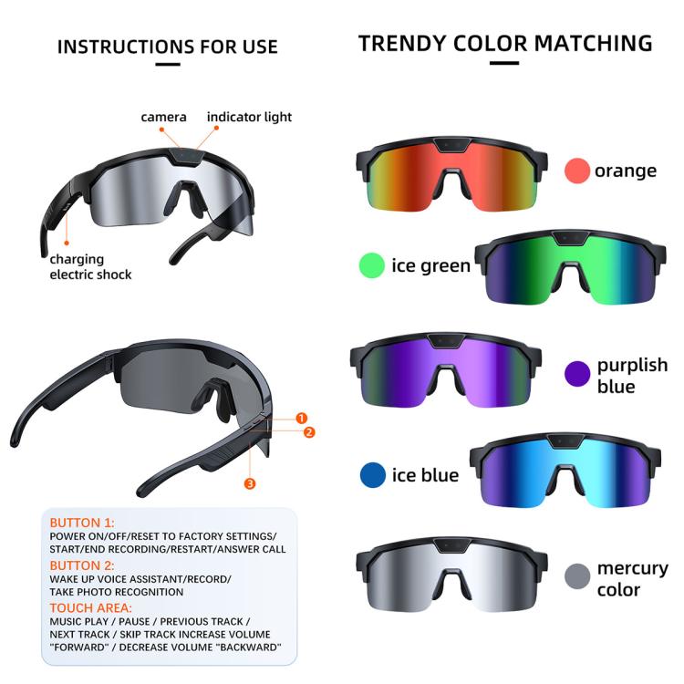 Q01 Outdoor Cycling Smart AI Sports Glasses 8MP Camera